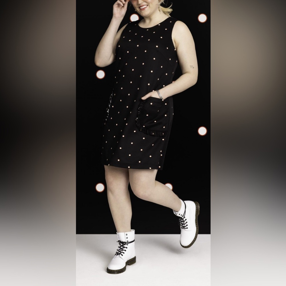 NWT‎ Betsey Johnson x Dia & Co Black Polka Dot Sleeveless Dress - 18W
